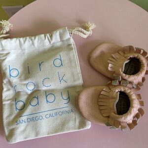 Pink Bird Rock Baby Leather Moccasins